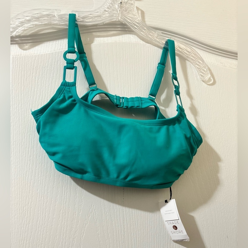 Shade & Shore Green Bikini Top Ring Detail Underwire 34D NWT